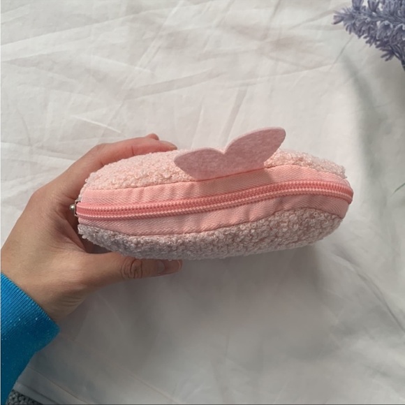 NWT Cozy bunny pouch, pink sherpa, 5”x1”x5” - Picture 3 of 8